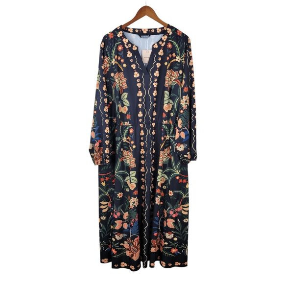 NEW Bloomchic Maxi Dress Plus Size 26 26W Floral Black Long Boho Whimsigoth 4X - Picture 2 of 7